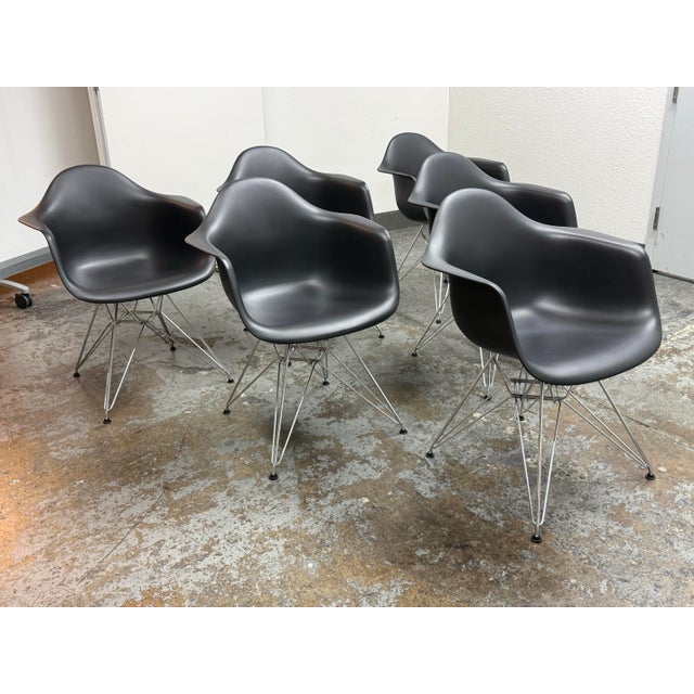 Modern Charles & Ray Eames for Vitra Eames Plastic Dar Armchair, Set of Six For Sale - Image 3 of 12