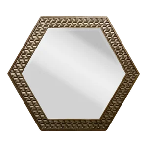 Modern Taupe and Gunmetal Woven Octagonal Wall Mirror