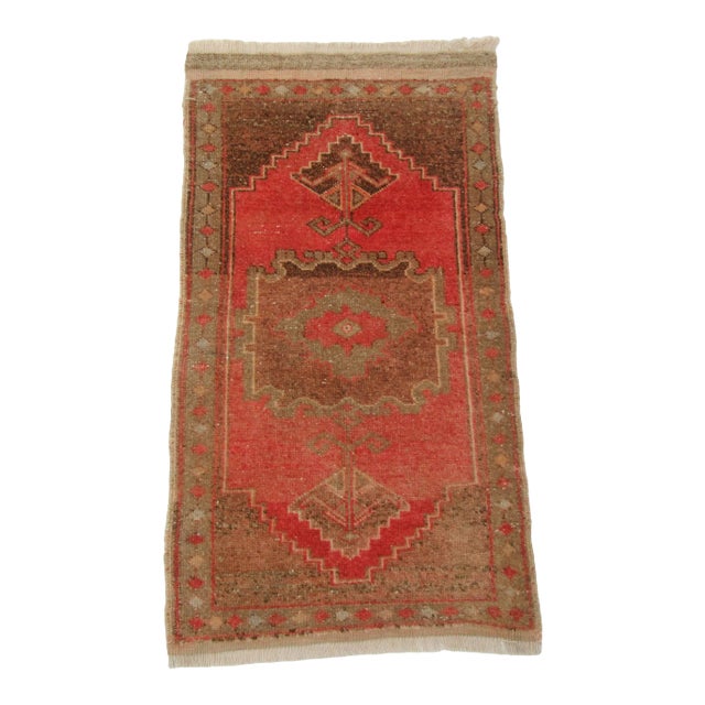 Vintage Wool Mini Turkish Rug For Sale