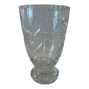 Large Mid 20th Century Cut Crystal Vase