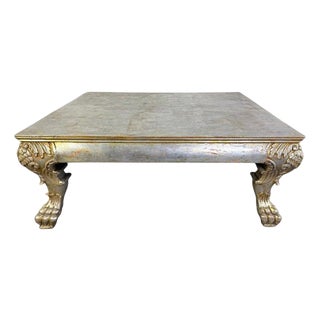 Italian Baroque Style Silvered Coffee Table For Sale
