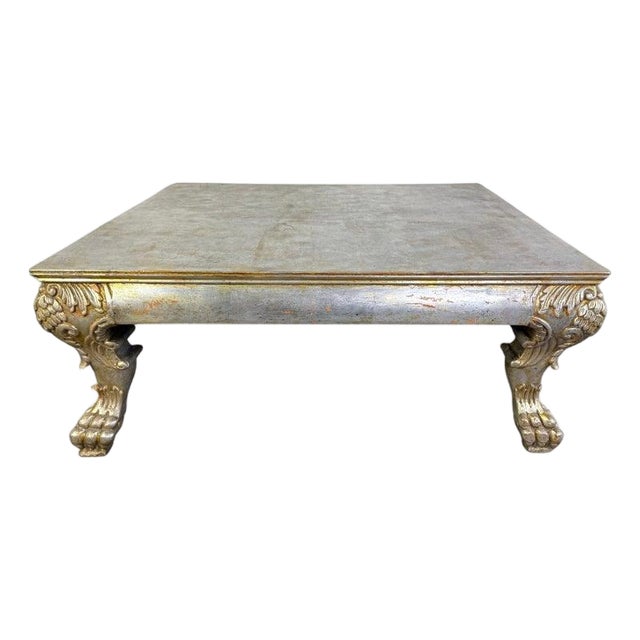 Italian Baroque Style Silvered Coffee Table For Sale