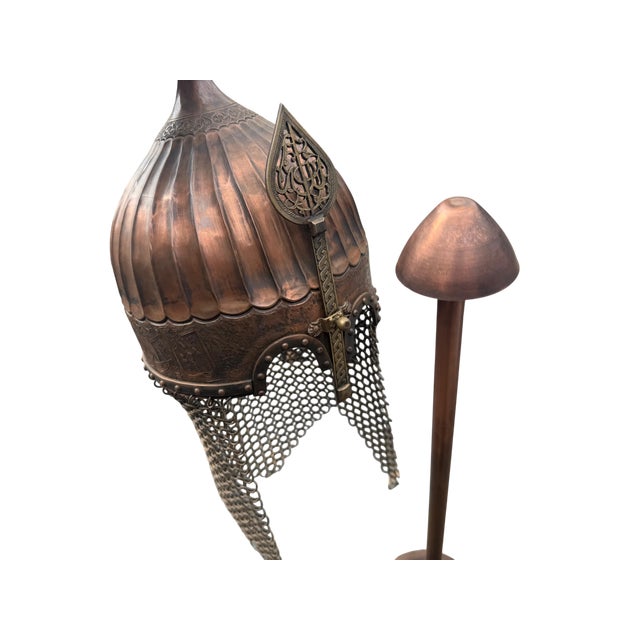 Talismanic Fluted Copper Seljuk Helmet For Sale - Image 10 of 13
