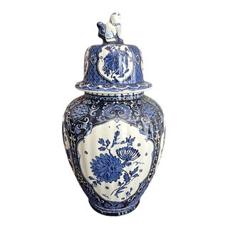Extra Large Mid-20th Century Dutch Blue and White Royal Maastricht Delft Ginger Jar For Sale