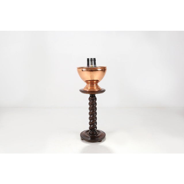 Belgium / 1930 / Ice Bucket / copper / Art Deco Large round copper ice bucket in pink copper with golden copper...