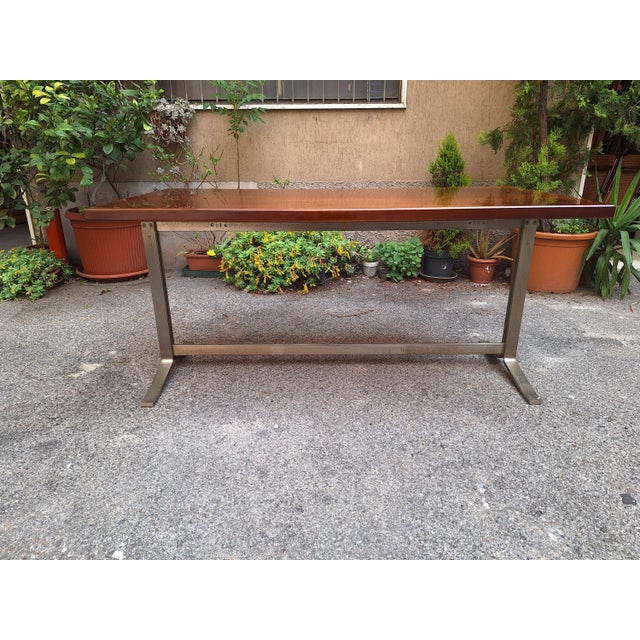 Vintage Desk Table in Wood and Chromed Metal by Gianno Moscatelli for Formanova, 1960s For Sale - Image 6 of 16