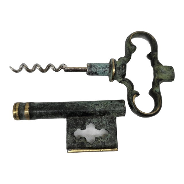 Vintage Skeleton Key Corkscrew Hidden Barware For Sale