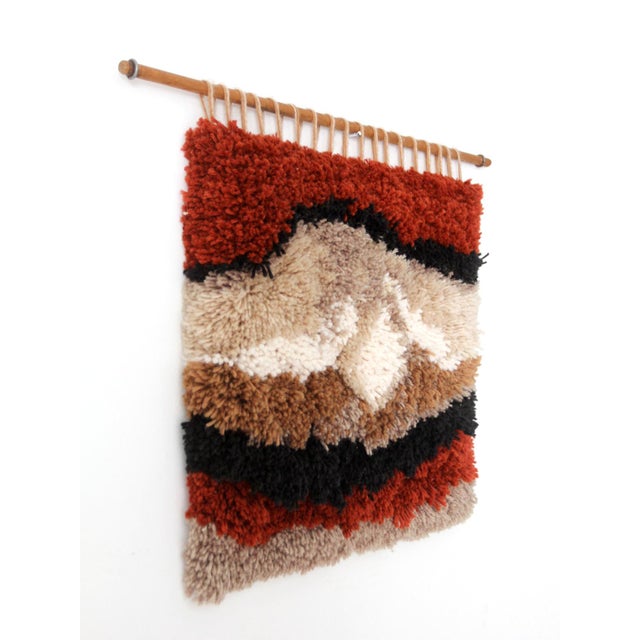 Cream Vintage Abstract Latch Hook Fiber Art Wall Hanging For Sale - Image 8 of 12