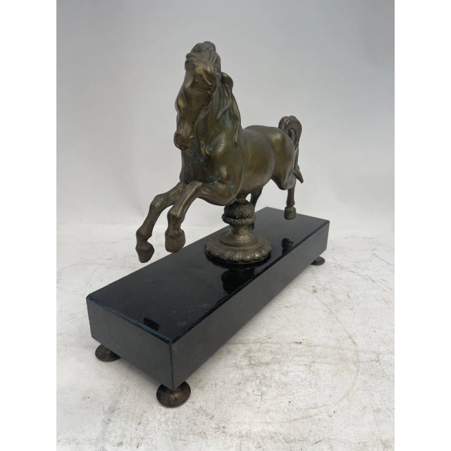 Black Antique Bronze Horse with Marble Granite Base, 1920s For Sale - Image 8 of 11