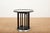 Fledermaus Side Table in Black Lacquered Wood with Metal Edge and Leather Glass Top by Josef Hoffmann for Wittmann, 1990s,...