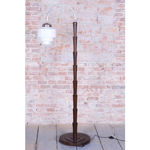 Cubism Floor Lamp in Beech, Chrome-Plated Steel & Glass, 1920s For Sale - Image 3 of 13