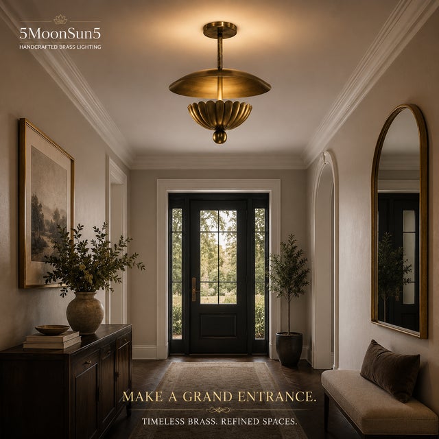 Elevate your interior with this stunning Handmade Antique Brass Flush Mount Ceiling Light, thoughtfully crafted to bring...