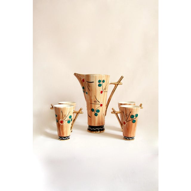 Mid-Century Ceramic Margherite Pitcher and Glasses, Italy, 1950s, Set of 5 For Sale - Image 10 of 13