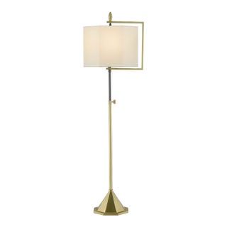 Mid-Century Modern Matte Brass Hopper Floor Lamp For Sale