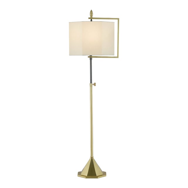 Mid-Century Modern Matte Brass Hopper Floor Lamp For Sale