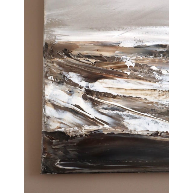 Ivory Contemporary Modernist 'The Last Light of Day' Original Swedish Abstract Landscape Oil Painting, Framed For Sale - Image 8 of 13