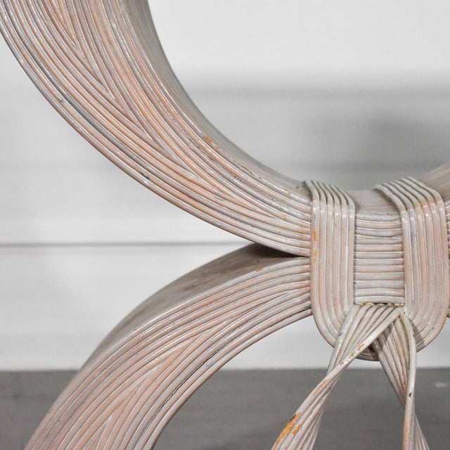 70's Betty Cobonpue Pencil Reed Ribbon and Tessellated Stone Console Table For Sale - Image 4 of 9