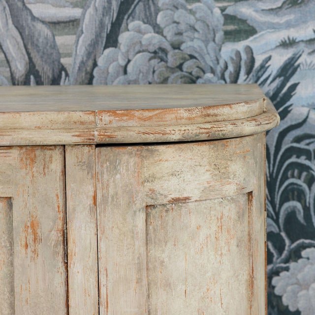19th C. Swedish Gustavian Period Buffet With Demilune Sides in Original Paint For Sale - Image 10 of 15