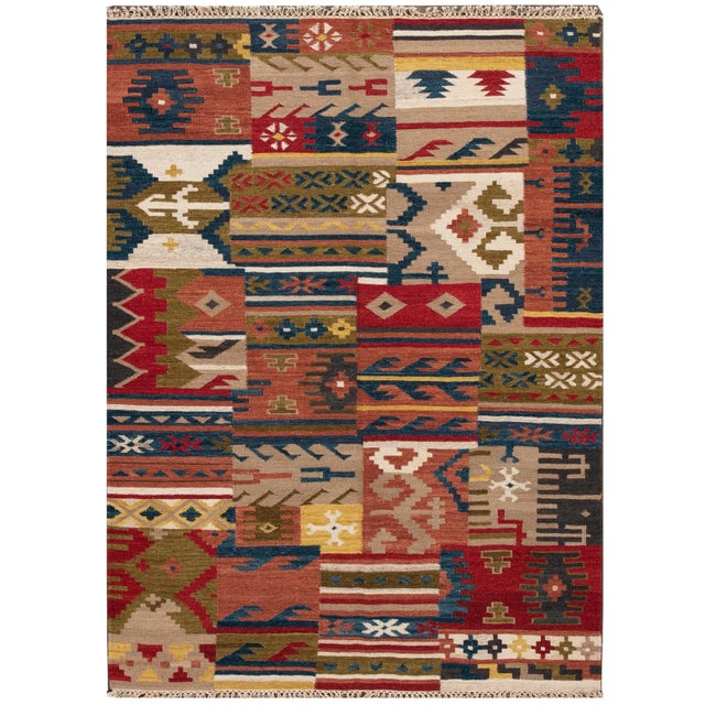 21st Century Modern Kilim Rug 5 '6'' X 7' 9''. For Sale - Image 12 of 12