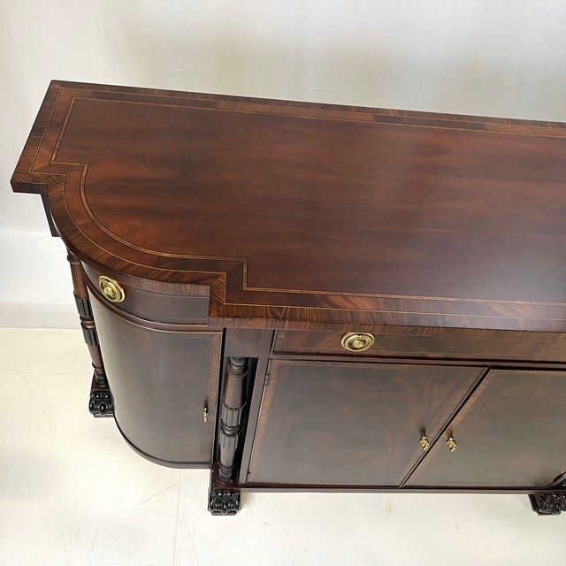 Late 20th Century Hickory Chair Federal Style Flame Mahogany & Inlaid Sideboard With Carved Paw Feet For Sale - Image 13 of 18