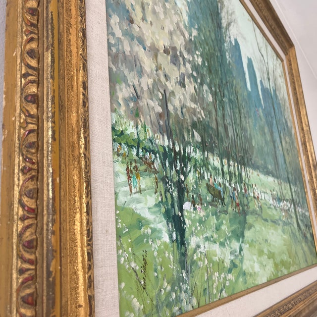 Impressionist Vintage Central Park Landscape Oil Painting on Canvas, Framed For Sale - Image 3 of 11