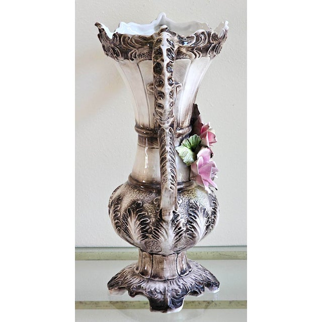 Vintage Italian Capodimonte-Style Porcelain Floral Vase – 17" For Sale - Image 11 of 18