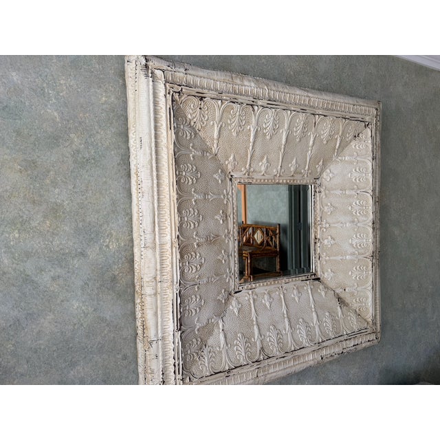 Antique One of a Kind Tin Ceiling Wall Mirror For Sale - Image 4 of 7