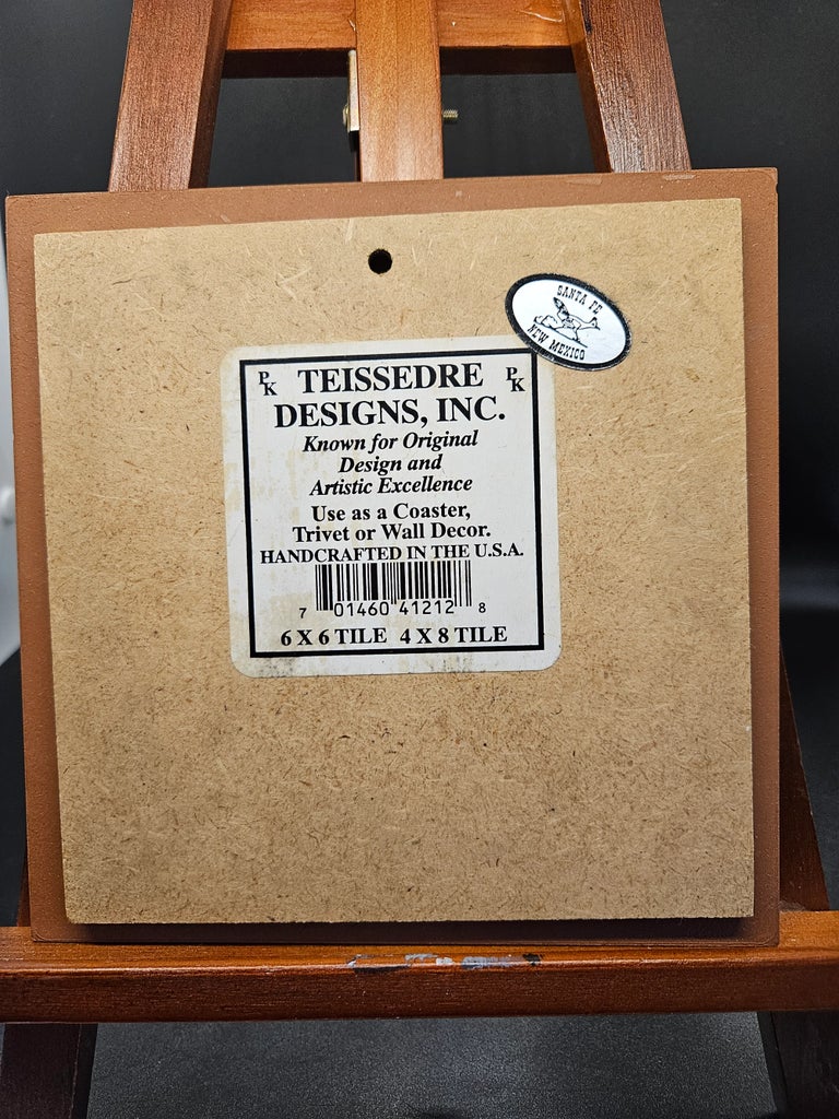 Vintage Cleo Teissedre Original Design Ceramic Tile Trivet Coaster 
