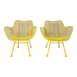 1950s Pair of Yellow "Sculptura" Collection Chairs by Russell Woodard, Attributed For Sale