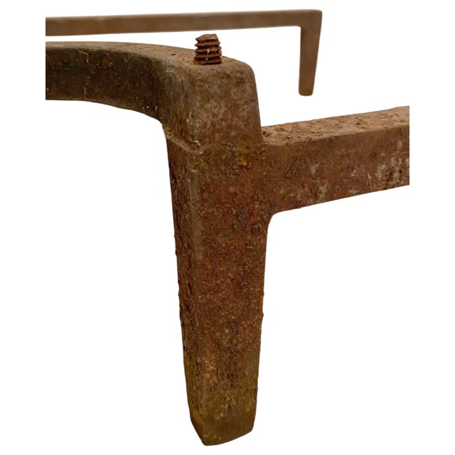 Metal Pair Antique Brass & Cast Iron Lion Head Fireplace Andirons For Sale - Image 7 of 11