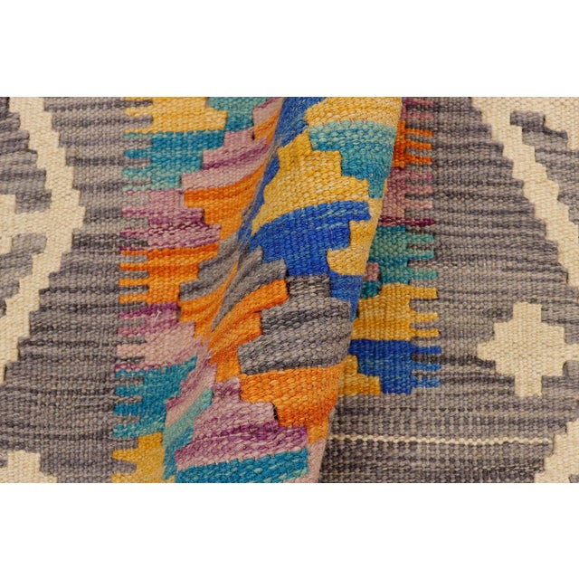 Textile Rustic Kilim Gray Beige Hand-Woven Wool Rug 2'0'' X 2'11'' For Sale - Image 7 of 9