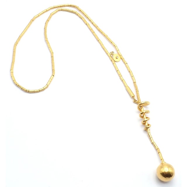 Contemporary 1990s Gurhan Vertigo Yellow Gold Lariat Beaded Spiral Necklace For Sale - Image 3 of 13