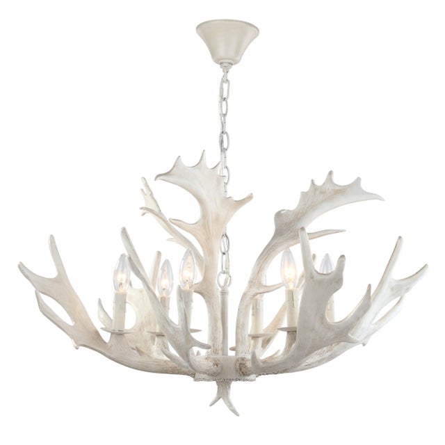 This modern, rustic sculptural chandelier is a instant focal point. Designed with resin and iron to resemble faux antlers,...