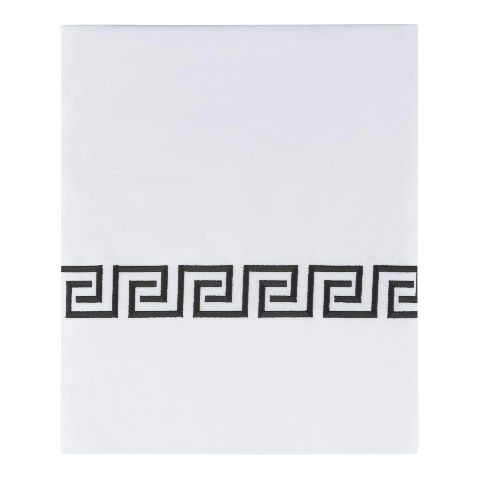 Greek Key Queen Flat Sheet in Black | Chairish