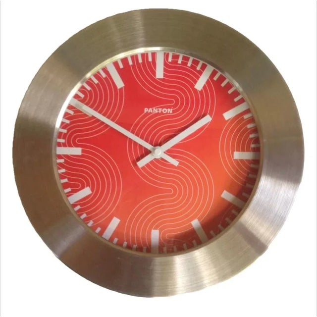 1970s Vintage Mid Century Postmodern Panton Orange Wall Clock For Sale - Image 5 of 10