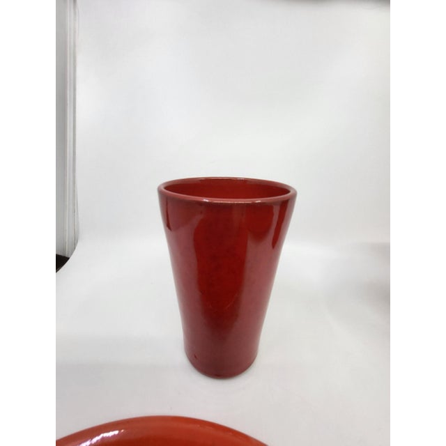 1950s Red Ceramic Set by Robert Picault for Vallauris, France, 1950, Set of 4 For Sale - Image 5 of 18