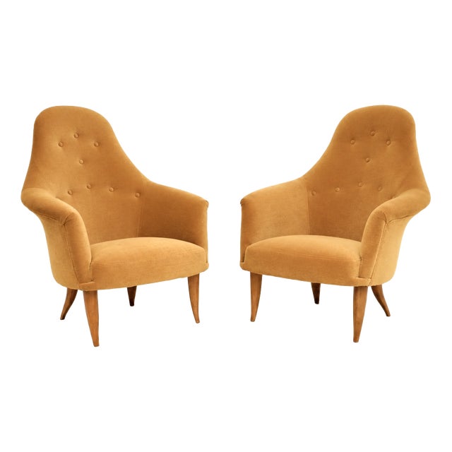 Vintage Swedish Lounge Chairs attributed to Kerstin Horlin Holmquist for Nordiska Kompaniet, 1960s, Set of 2 For Sale
