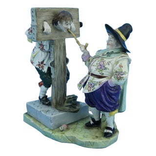 19th Century Porcelain Jester in the Pillory and King from Imperial Manufactory Vienna, Austria For Sale