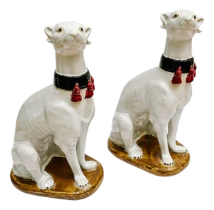Mid-Century European Pottery Whippet Figurines - A Pair