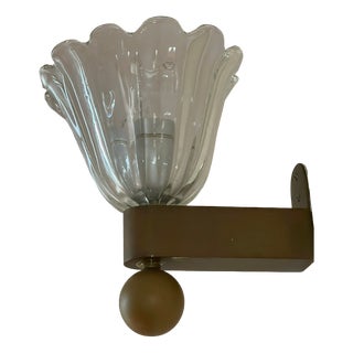 Vintage Art Deco Brass and Glass Wall Lamp, 1930 For Sale