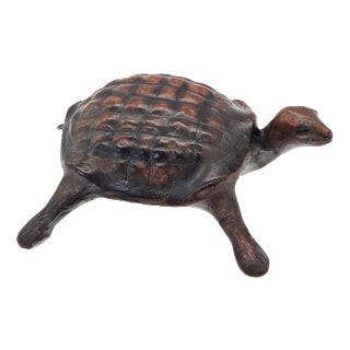 Turtle Figurine in Natural Leather, 1960s-1970s For Sale