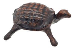 Turtle Figurine in Natural Leather, 1960s-1970s