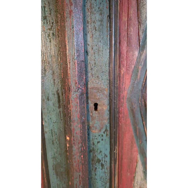 19th Century Antique Carved & Painted 2-Door Side Cabinet For Sale - Image 4 of 8