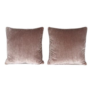 Pair of Contemporary Blush Velvet Decorative Pillows by Melissa Levinson For Sale