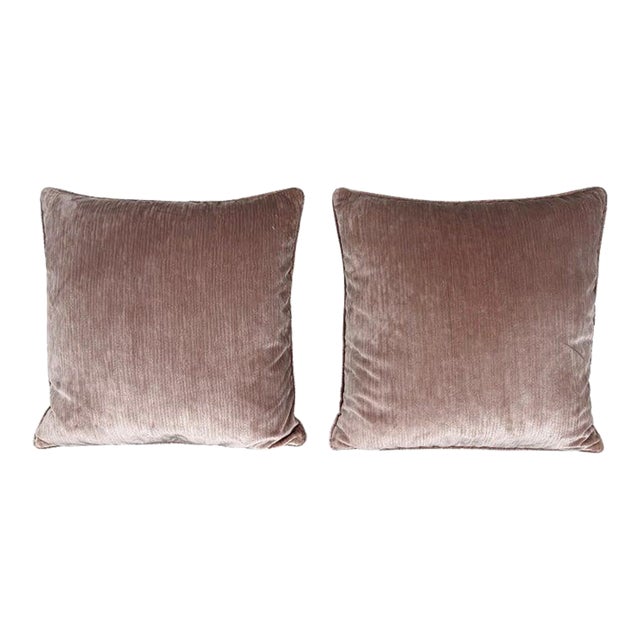 Pair of Contemporary Blush Velvet Decorative Pillows by Melissa Levinson For Sale