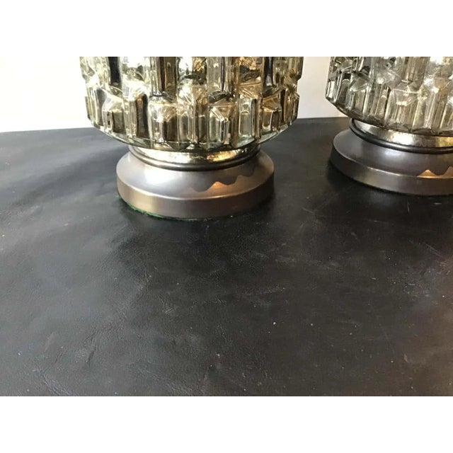 1970s Textured Mercury Glass Lamps - A Pair For Sale In New York - Image 6 of 9