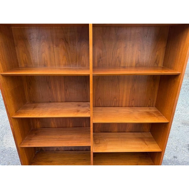 Brown Mid Century Modern "Poul Hundevad" Teak Wood Double Bookcase For Sale - Image 8 of 16
