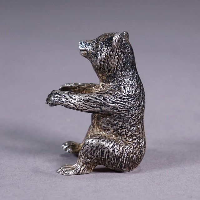 Cast of a Sitting Bear Sterling Silver ca. 1930s A lovely sculpture of a sitting bear casted in sterling silver, Germany...