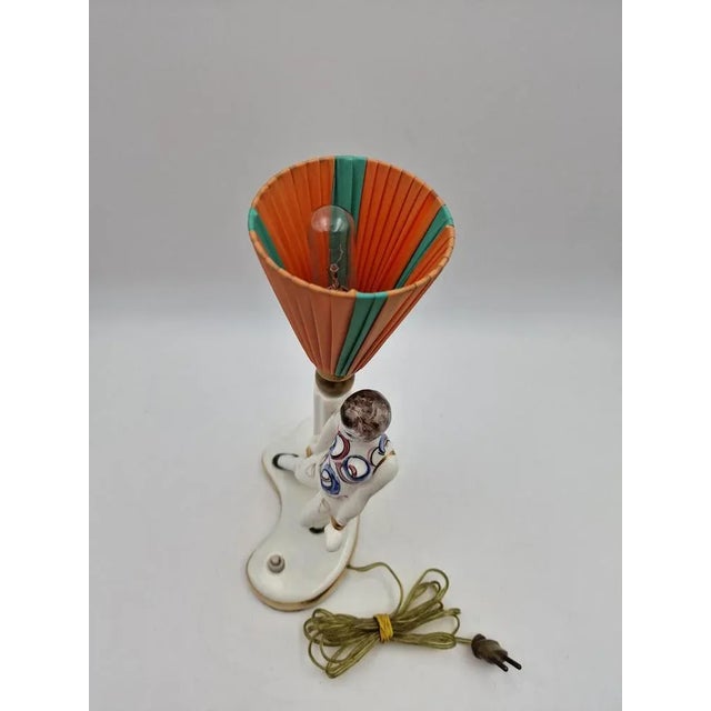 Forest Green Polish Ceramic Bedside Lamp, 1950s For Sale - Image 8 of 11