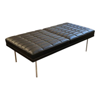 Herman Miller/Geiger Furniture BassemFellows Tuxedo Leather Bench For Sale
